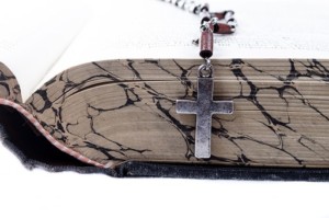 Bible with cross